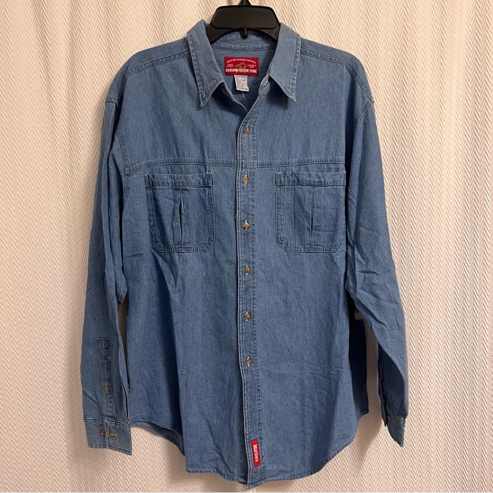 Vintage Marlboro Country Store Men's Blue Denim Shirt NWT XL